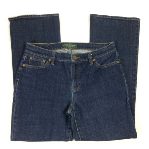 Vintage Lauren Ralph Lauren Dark Blue Wash Classic Bootcut Denim Jeans Womens 8P - Picture 3 of 14